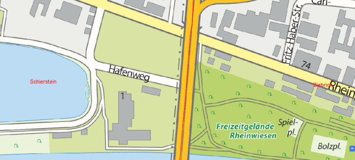 Grenze zwischen Biebrich und Schierstein Grenze zwischen Biebrich und Schierstein