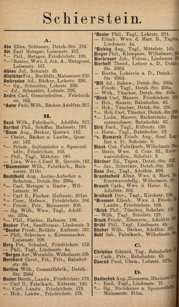 Adressbuch 1890 bis 1891 Adressbuch 1890 bis 1891