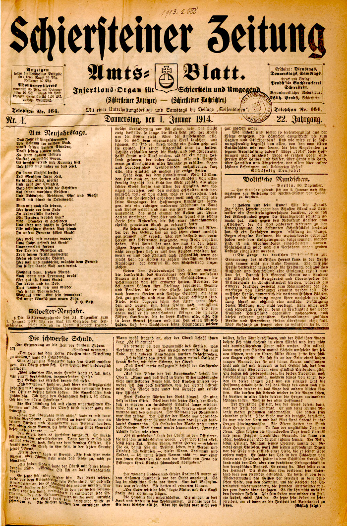 Schiersteiner Zeitung von 1914 bis 1920