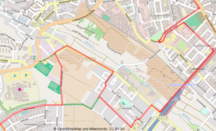 Trasse der Linie 18 Trasse der Linie 18