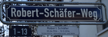 Neues Straßenschild „Robert-Schäfer-Weg“ Neues Straßenschild „Robert-Schäfer-Weg“